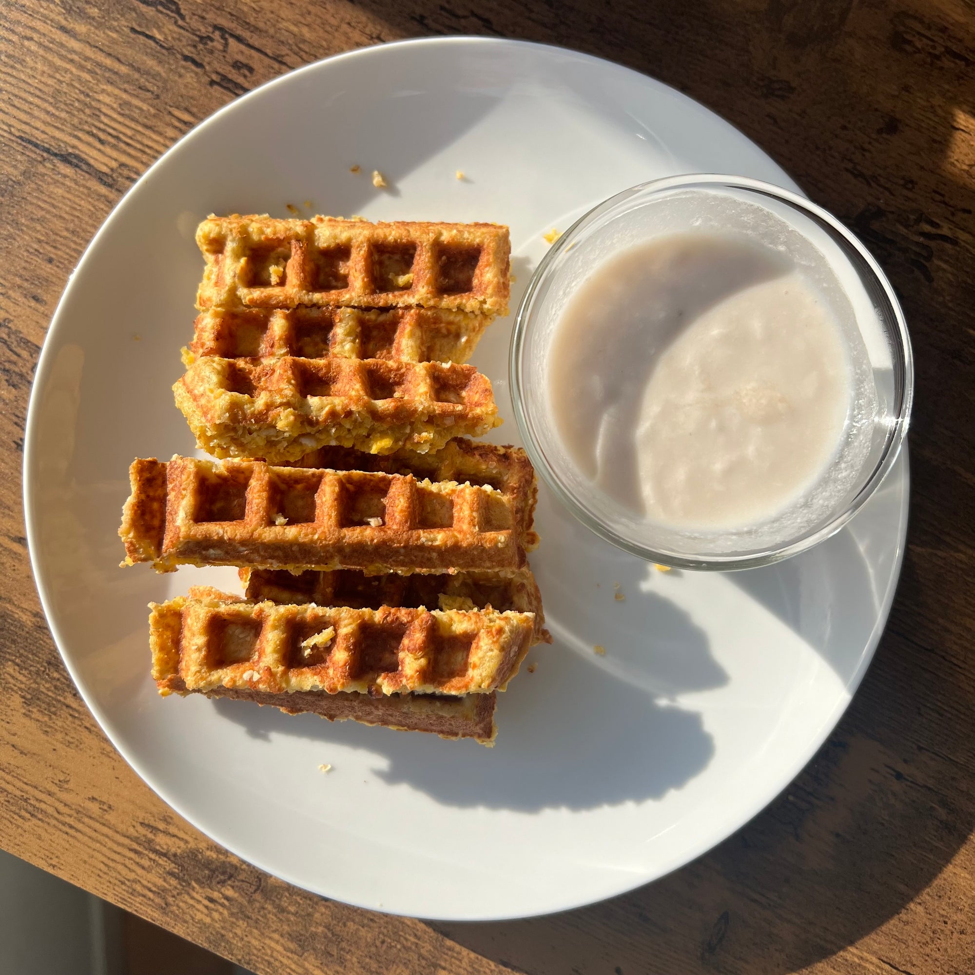 Protein Waffle Sticks with Coconut Honey Dip